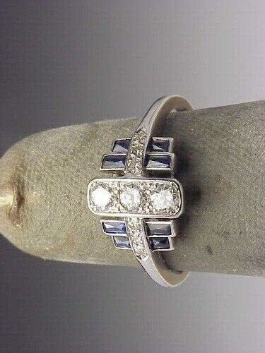 3Ct Vintage Art Deco Style Lab Created Diamond Engagement 14K White Gold FN Ring - Picture 7 of 14