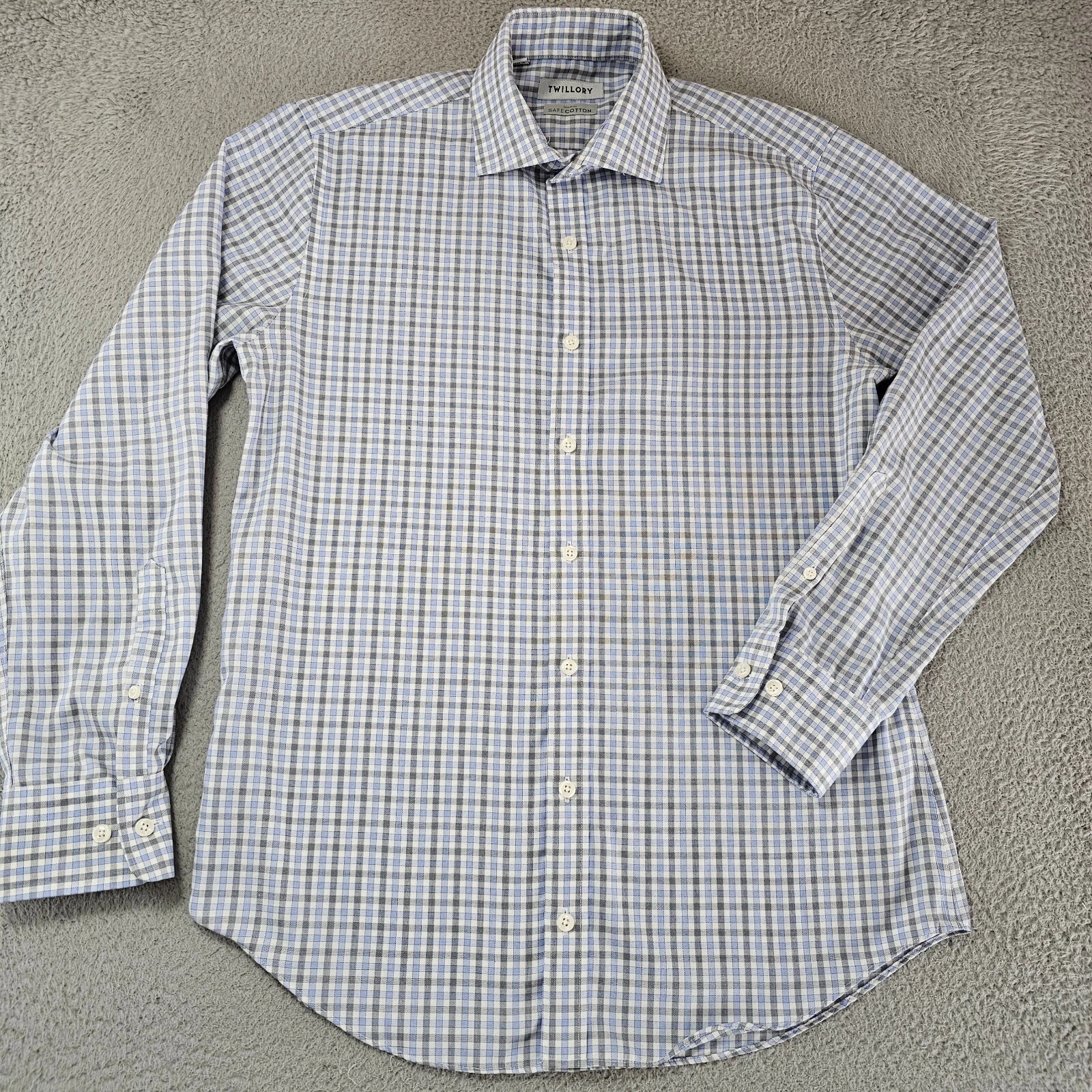 Twillory Safe Cotton Dress Shirt Mens Size 15.5 32/33 Tailored Fit Blue Check
Opens in a new window