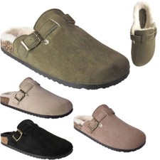 Womens Faux Fur Lined Slippers Cosy Buckle Fashion Sliders Ladies Winter Mules