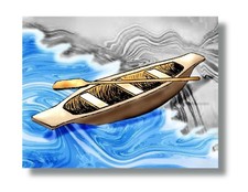 Impresión artística de canoa sobre lienzo arte de pared 8"x10" - lista para ser enmarcada.