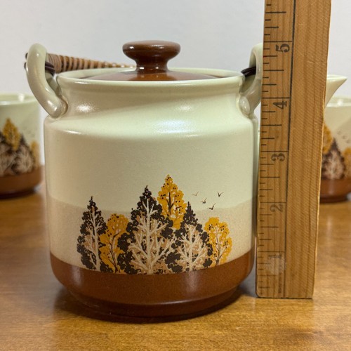 Otagiri Japanese Tea Set Pot and 4 Cups Sake Autumn Trees Vintage Japan - Picture 10 of 13