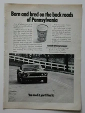 KENDALL Racing Motor Oil 1970 magazine advert - English - USA Ford Mustang
