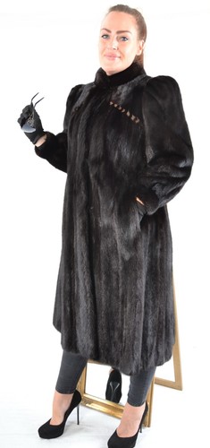 US5043 REAL MINK FUR COAT RANCH MINK JACKET FULL LENGTH SIZE L - NERZMANTEL - Picture 9 of 23