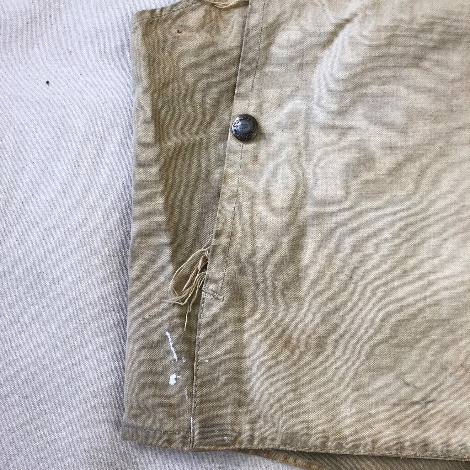Filson USA Vintage 30s 40s Tin Cloth Hunting Utility Vest Beige VG RARE image 8