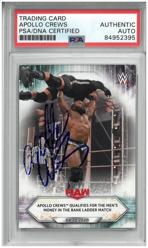 APOLLO CREWS SIGNED AUTOGRAPH SLABBED WWE 2021 TOPPS CARD PSA DNA