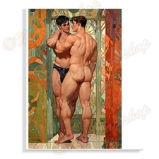 Portrait of a Young Men – Gay Romance Art – art deco setting 8x11 Poster - 2325