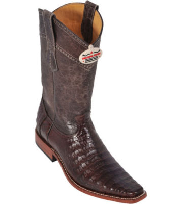 LOS ALTOS BROWN CAIMAN CROCODILE BELLY WESTERN VERSAGE SQUARE TOE BOOT D WIDTH
