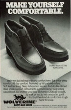 1977 Vintage Print Ad Make Yourself Comfortable Wolverine Chukka Boots and Shoes