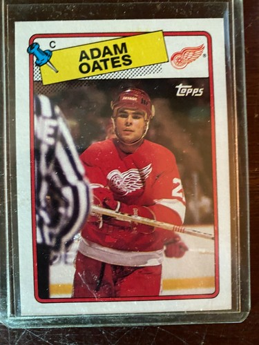 ADAM OATES Topps 1988 Red Wings & Upper Deck 1993 Boston Bruins Hat Trick Cards - 第 1/2 張圖片