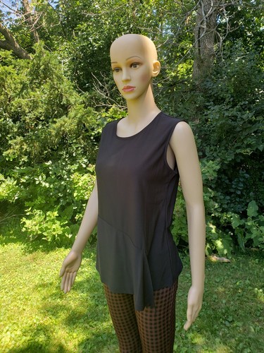 Carmen Marc Valvo #23 New W Tags Women's Blouse Sleeveless Black Size M Stretch - Picture 4 of 8