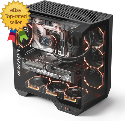 Full-Tower ATX Gaming PC Case, Back Plug-In Motherboard, Dual-Chamber, Panoramic