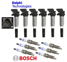 Ignition Coil Delphi & Spark Plug Double Platinum Bosch (6sets) OEM for BMW 3.0L