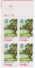 Scott #2339 Georgia Plate Block of 4 Stamps - MNH