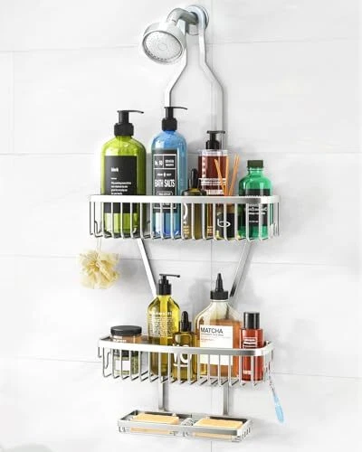 Shower Caddy Hanging Bathroom Organizer: Over Head Long Rack for Tall