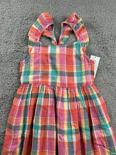Cat & Jack Girl's Size Medium (8) Flutter Sleeve Plaid Dress Multicolor - Picture 4 of 9