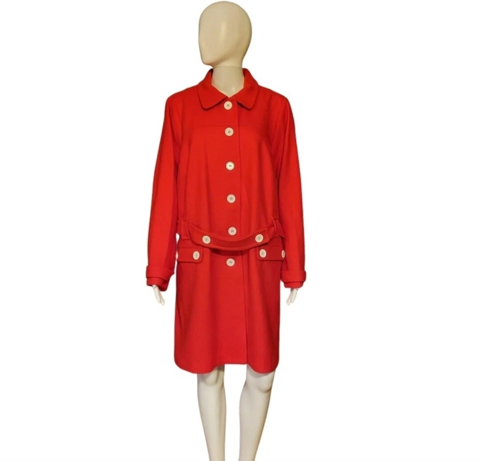 Modcloth Red Mod Belted Car Coat Size 1X NWT - Image 3 of 4