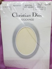 Vintage Christian Dior Thigh High Stockings 1467 Alabaster Sz 10.5 Sissy Lingeir