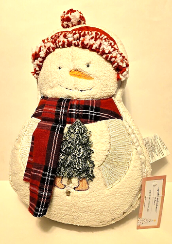 Cupcakes und Kaschmir Schneemann geformtes Kissen Weihnachten Urlaub 2024 12”x18” NEU