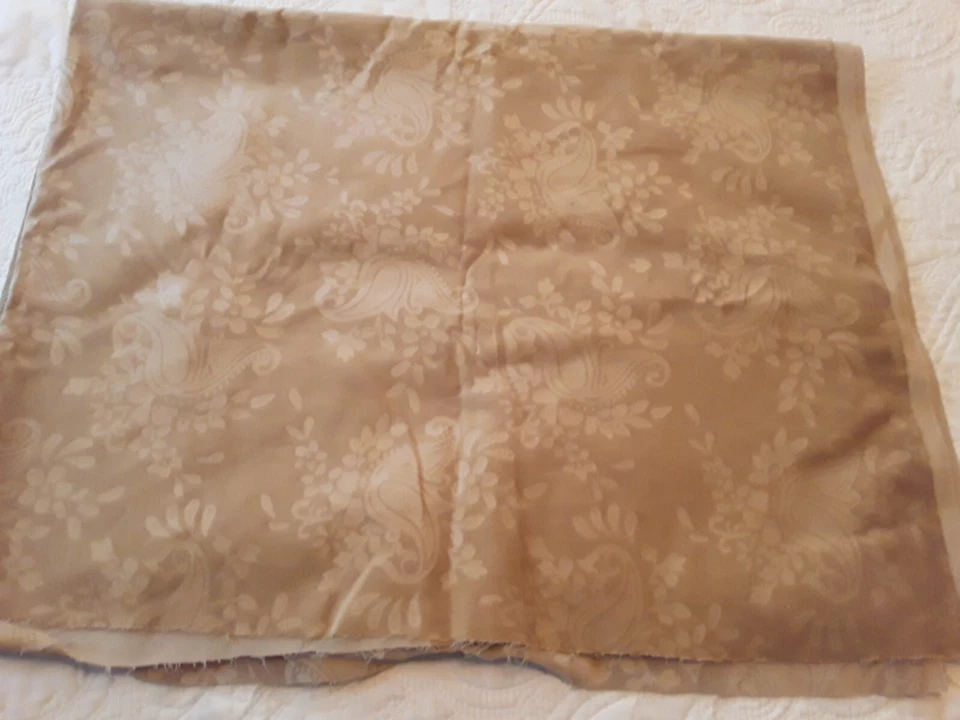 Light Tan Stamped Velvet Fabric Remnant 42 x 66" Floral Tulip Flowers Pattern - Image 2 of 4