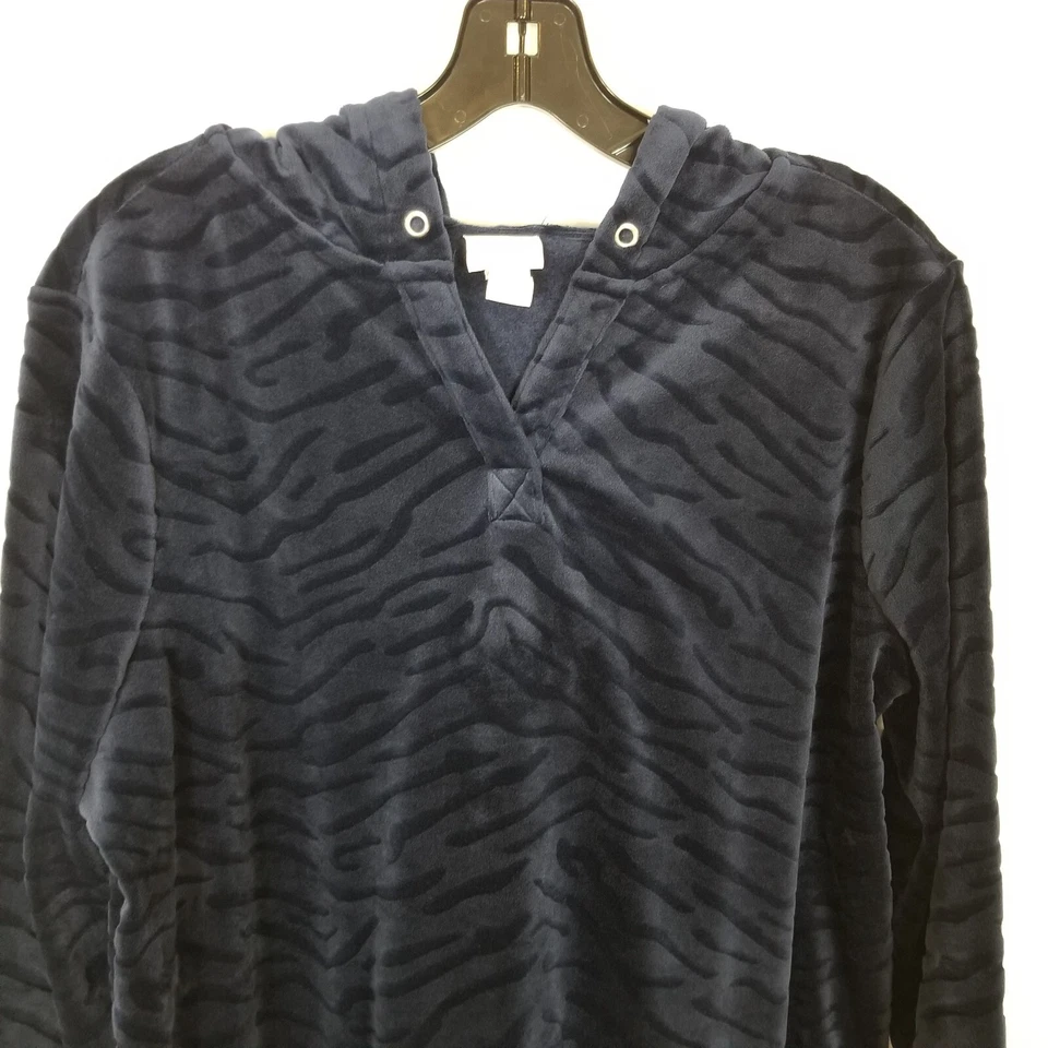 Sudadera con Capucha Chico's Para Mujer Terciopelo Talla L Estampado Animal Textura Activa Informal Gris Foto 2 de 4