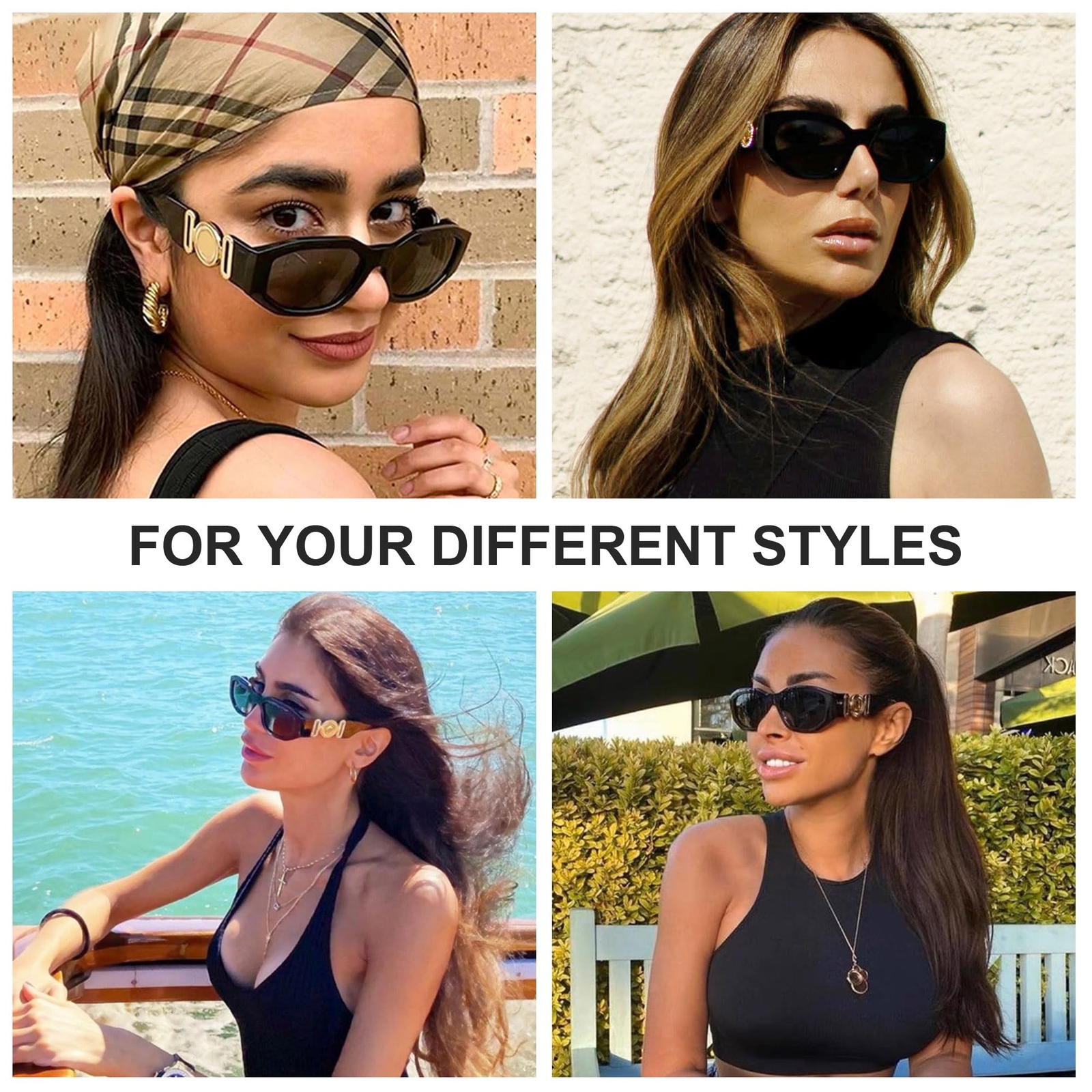 Vintage Trendy Sunglasses Rectangular Ladies Retr… - image 4