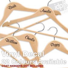 PERSONALISED COAT HANGER WEDDING BRIDESMAID NAME CUSTOM DIY VINYL STICKER DECAL