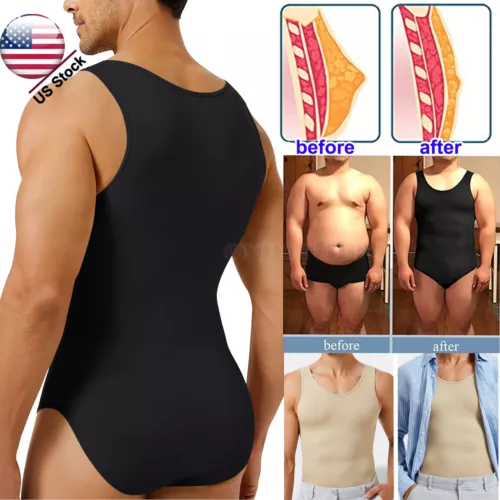Corsé para Hombres Prendas moldeadoras adelgazantes Body Compresión Cuerpo Completo Modelador Camiseta sin mangas - Imagen 1 de 32