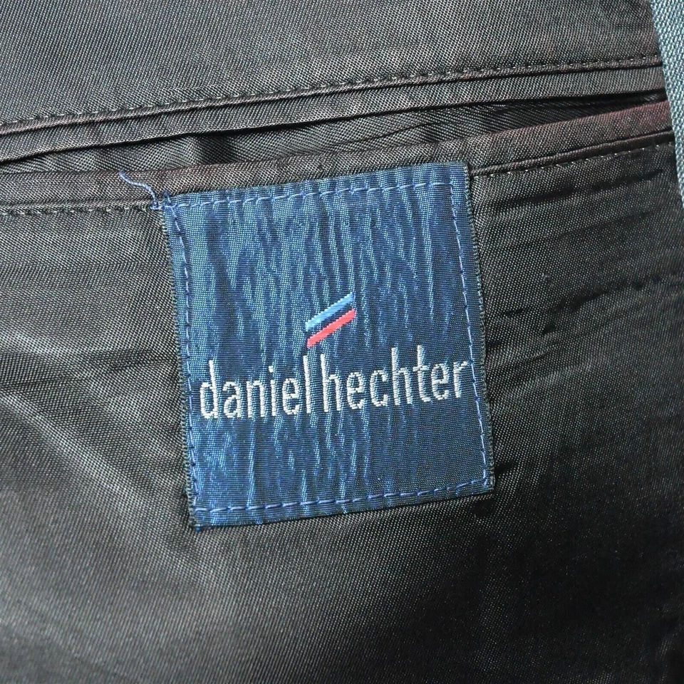 Terno calça jaqueta lã vintage Daniel Hechter 42L 34x34 azul cinza feito nos EUA - Imagem 4 de 4