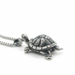 Stainless Steel Mens Turtle Tortoise Pendant Necklace Jewelry Men Silver Gift