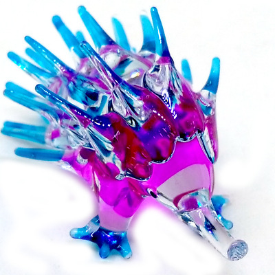 Tiny Crystal Porcupine Hand Blown Clear Glass Art Porcupine Figurine Animals Collection Glass Blown FBM 