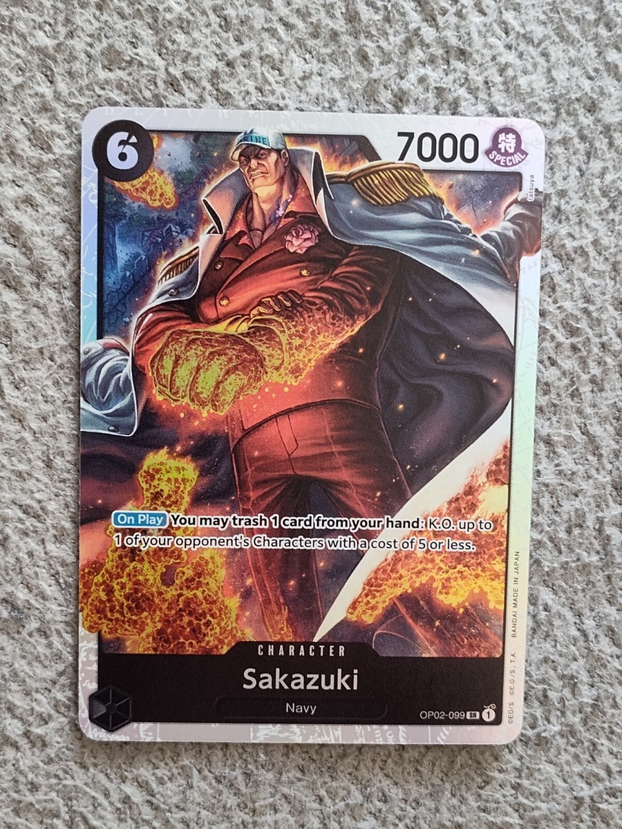 one piece card game sakazuki One Piece Trading Card Game Kingdoms of Intrigue Single Card Super Rare  Sakazuki OP04 OP02-099 Alternate Art PSA 10