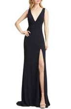 Mac Duggal Cowl Back Surplice Knit Gown SZ 2 Midnight