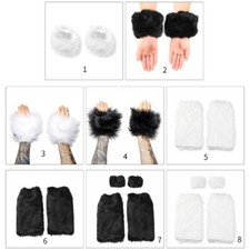 Faux Furs Leg Warmers Wrist Cuffs Warmer Boot Cuffs for Women Furry Wrist Bands