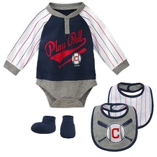 Outerstuff MLB Infant Cleveland Indians "Is It Game Time Yet" Creeper Set