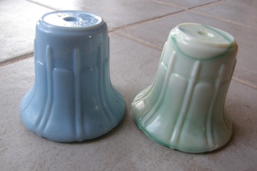 Vintage Akro Agate Ribs and Flutes Blue & Green Flower Pot Planters 3” x 3 1/2" - Picture 5 of 12