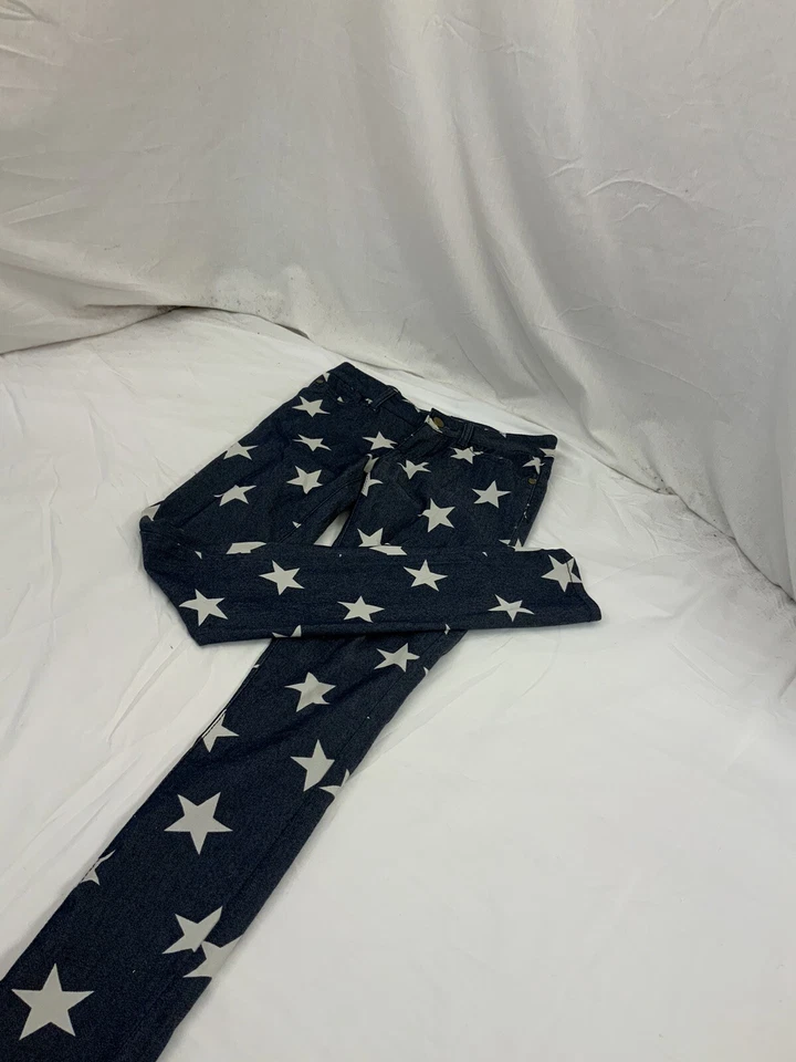 Forever 21女式裤子24蓝色星星美国国旗棉弹力紧身YGI Q1-236 — 第 3/4 张图片