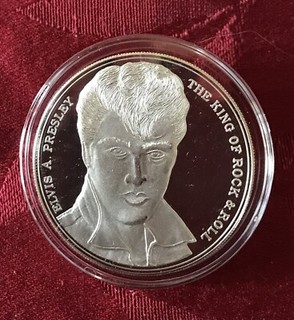 ELVIS PRESLEY LICENSED PROOF LIKE 2.2 OZ PURE SILVER COIN