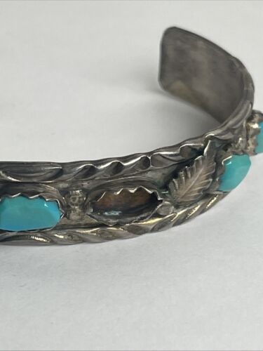 Native American A. Penketewa Zuni Turquoise Sterling Silver Cuff Bracelet - Picture 4 of 11