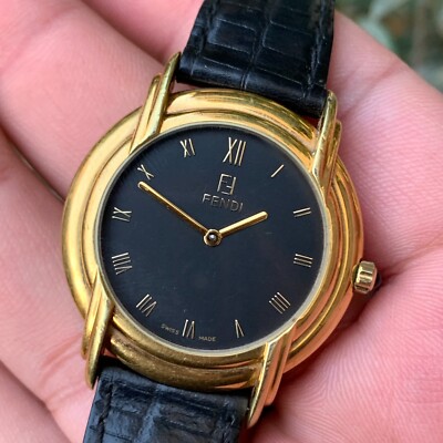 FENDI 時計 Fendi Orologi Black Dial Date Swiss Made Unisex Watch Model 900G