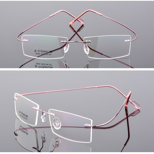 Metal Square Anti Blue Light Nearsighted Glasses Unisex Rimless Myopia Glasses - Picture 8 of 33
