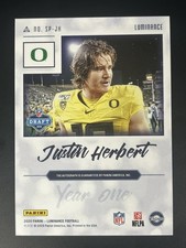 2020 Panini Luminance Justin Herbert rc rookie card auto SP Photo Variation. rookie card picture
