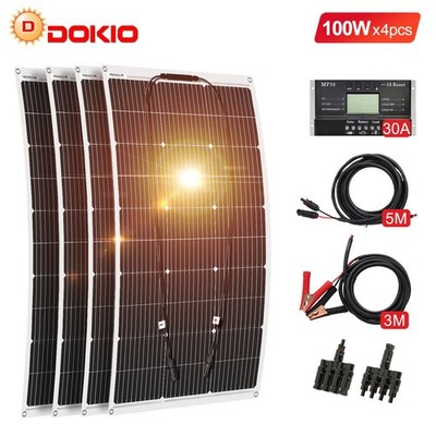 Dokio 400W 12V Flexible Solar Panel Complete Kit for Home Boat Van Off Grid