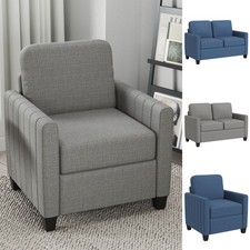 Modern Sofa with Spring Cushion, Back Pillow, Channel Tufted Fabric Couch