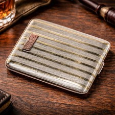 Nice Engine Turned Art Deco Antique Sterling Silver 14k Gold Cigarette Card Case