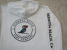 Hermosa Beach Surf Company California Hoodie White Large Made in USA Organic Cot