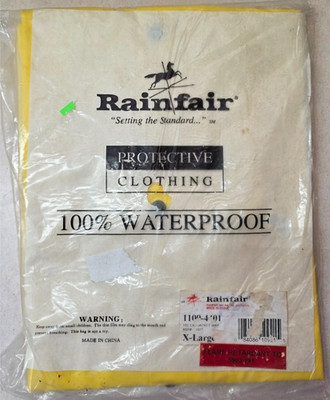 Rainfair Protective Clothing Waterproof XL Yellow  Flame Retardant Jacket W/FF