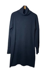 QUINCE Women Lightweight Mongolian CASHMERE Turtleneck Dress Black L