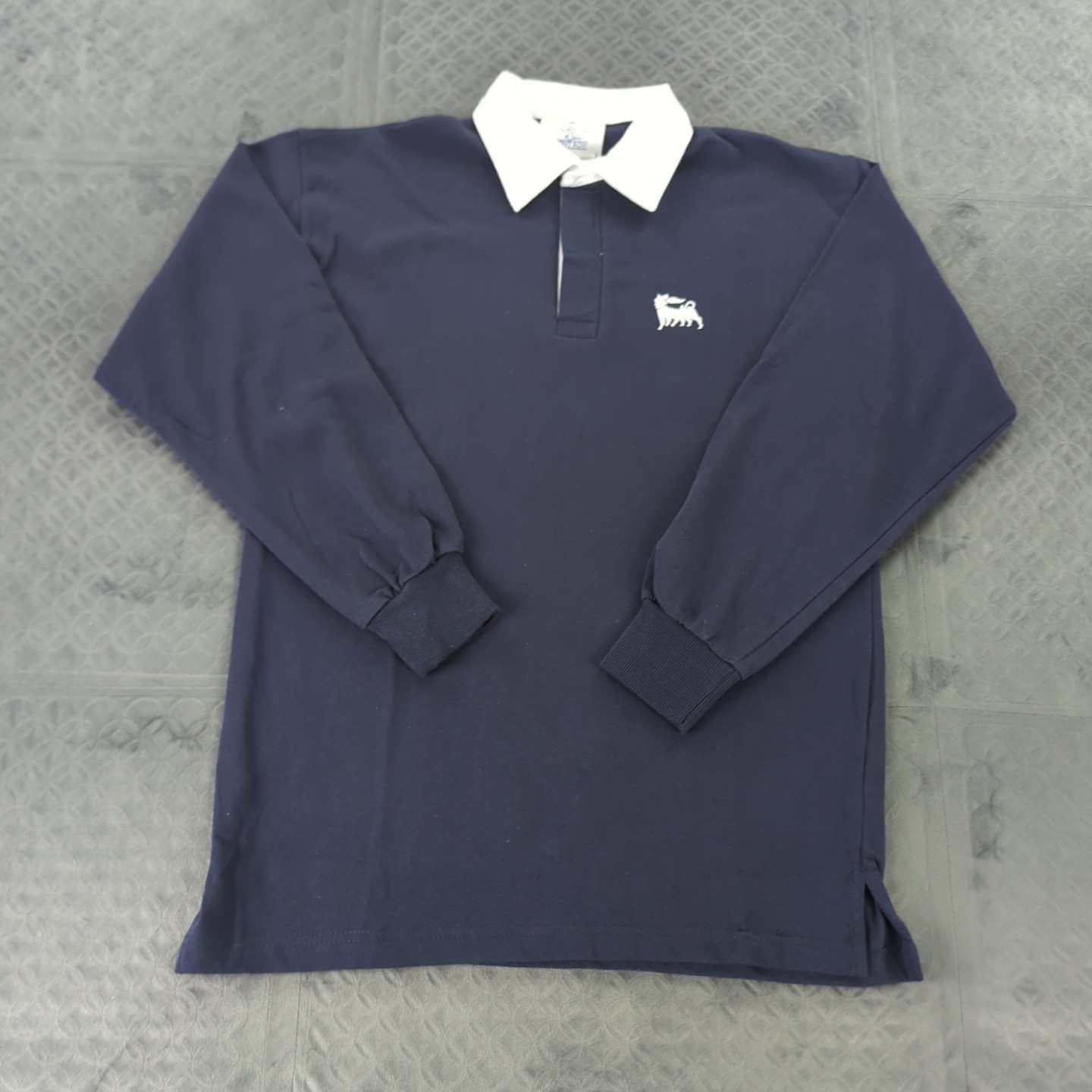 Eni Saipem Rugby Polo Shirt Front Row Blue Long Sleeve Men Large Cotton image 2