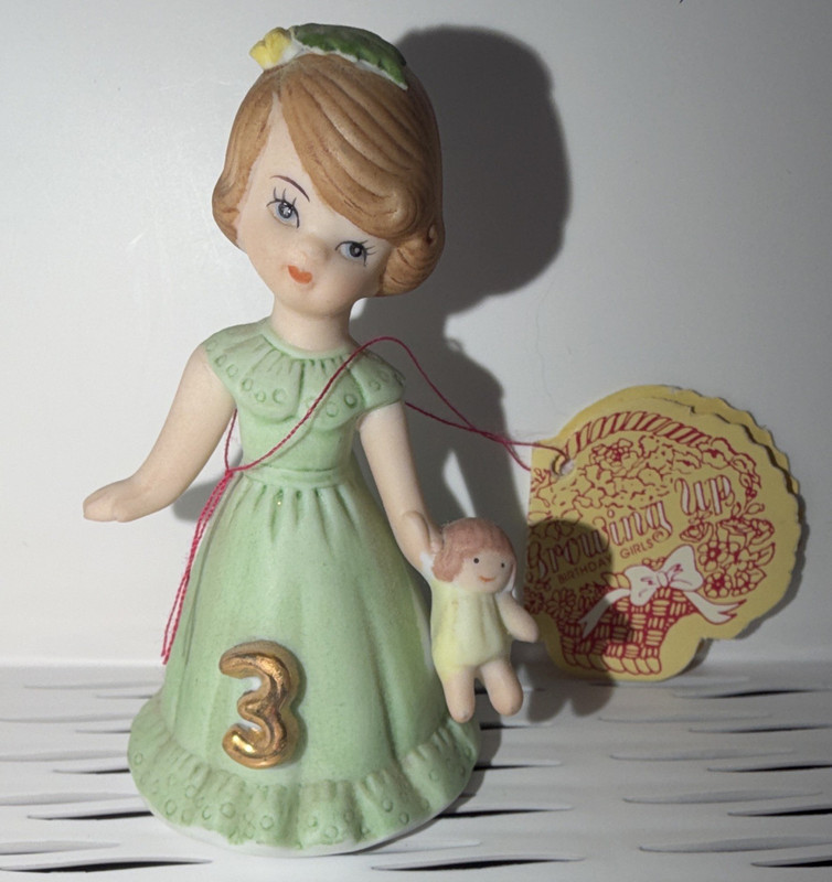 Enesco Growing Up Girls Birthday Girl Age 3 Porcelain Figurine Painted 1990s