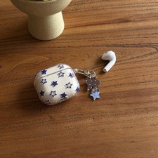 For AirPods 1 2 3 4 Pro 2 Pro 3 Cute Blue Star Shockproof IMD Clear Case